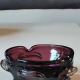 Murano pocket emptier. Organic/Corolla floral design. In purple blown glass. Diam 15 cm