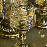 Amber crystal enamel and gilded liquor service