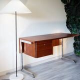 Ordo desk, teak, 1970, chrome cantilever footing