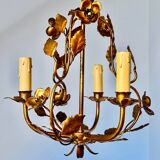 Old gilded metal chandelier circa 1960