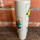 Old Rolled Vase Beige Ceramic Polychrome Flower Decor Vintage #D