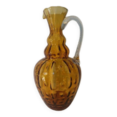 Ancient large twisted amber glass vase blown Murano 19th century