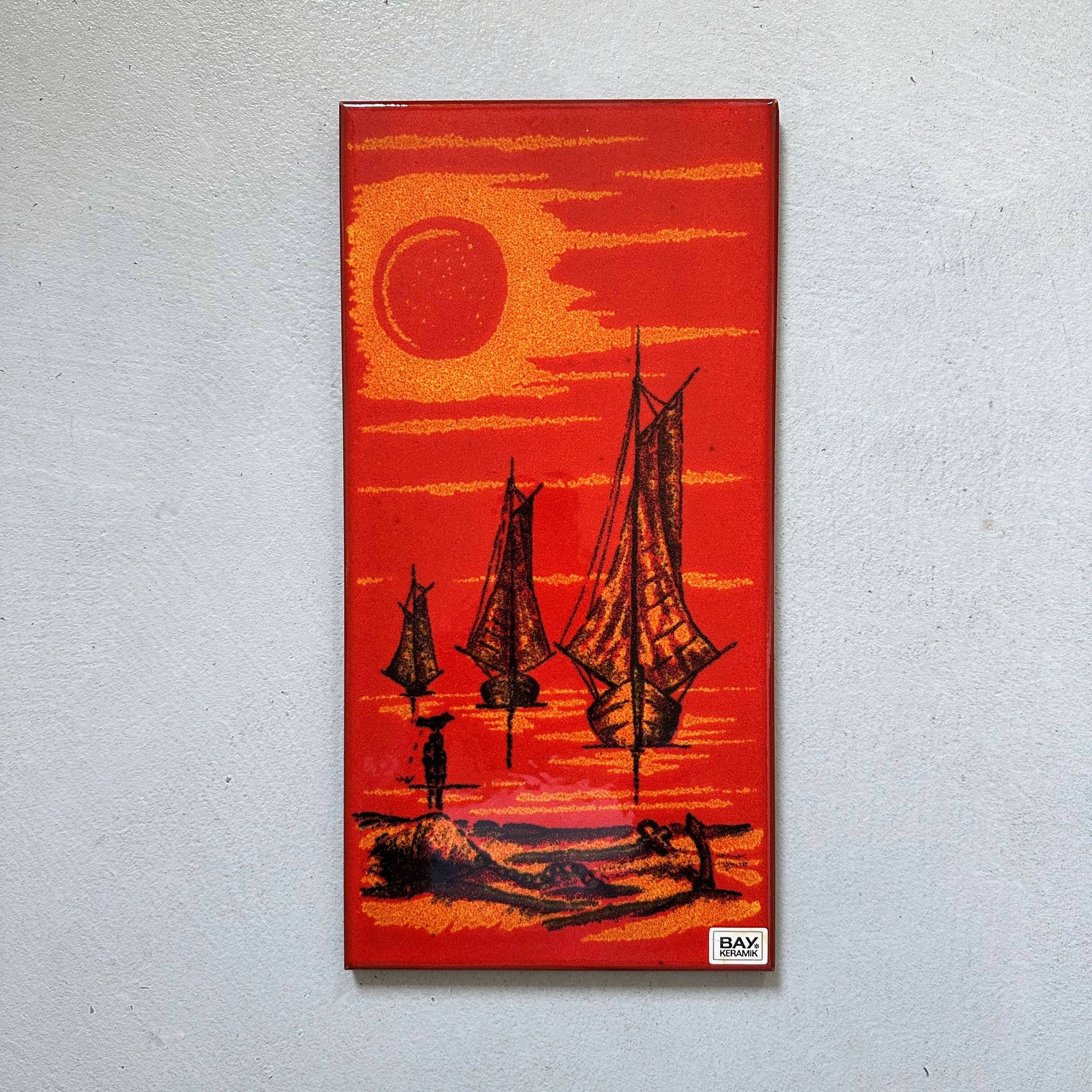 Mid-century wall art, Fat Lava wall plate by Bay Keramik