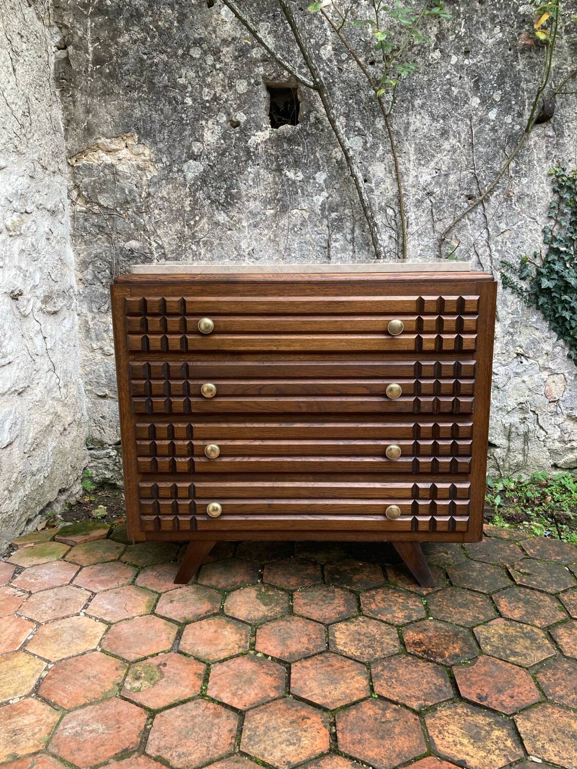 Vintage chest of drawers with splayed legs