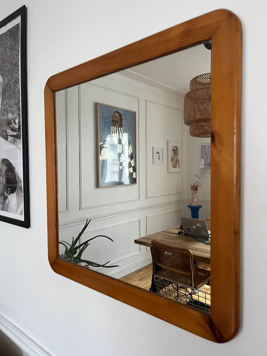 Vintage 70s pine mirror