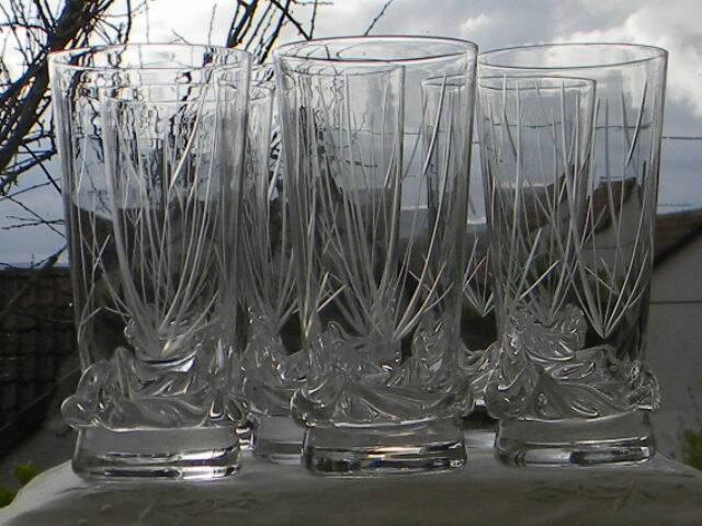 Lot de 6 verres à orangeade en cristal de daum france. modèle sorcy gravé.