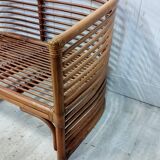Bench and its bamboo and rattan armchair
