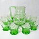 old service 10 water glasses and carafe in blown glass