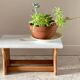 Tabouret vintage en hêtre et peint en blanc