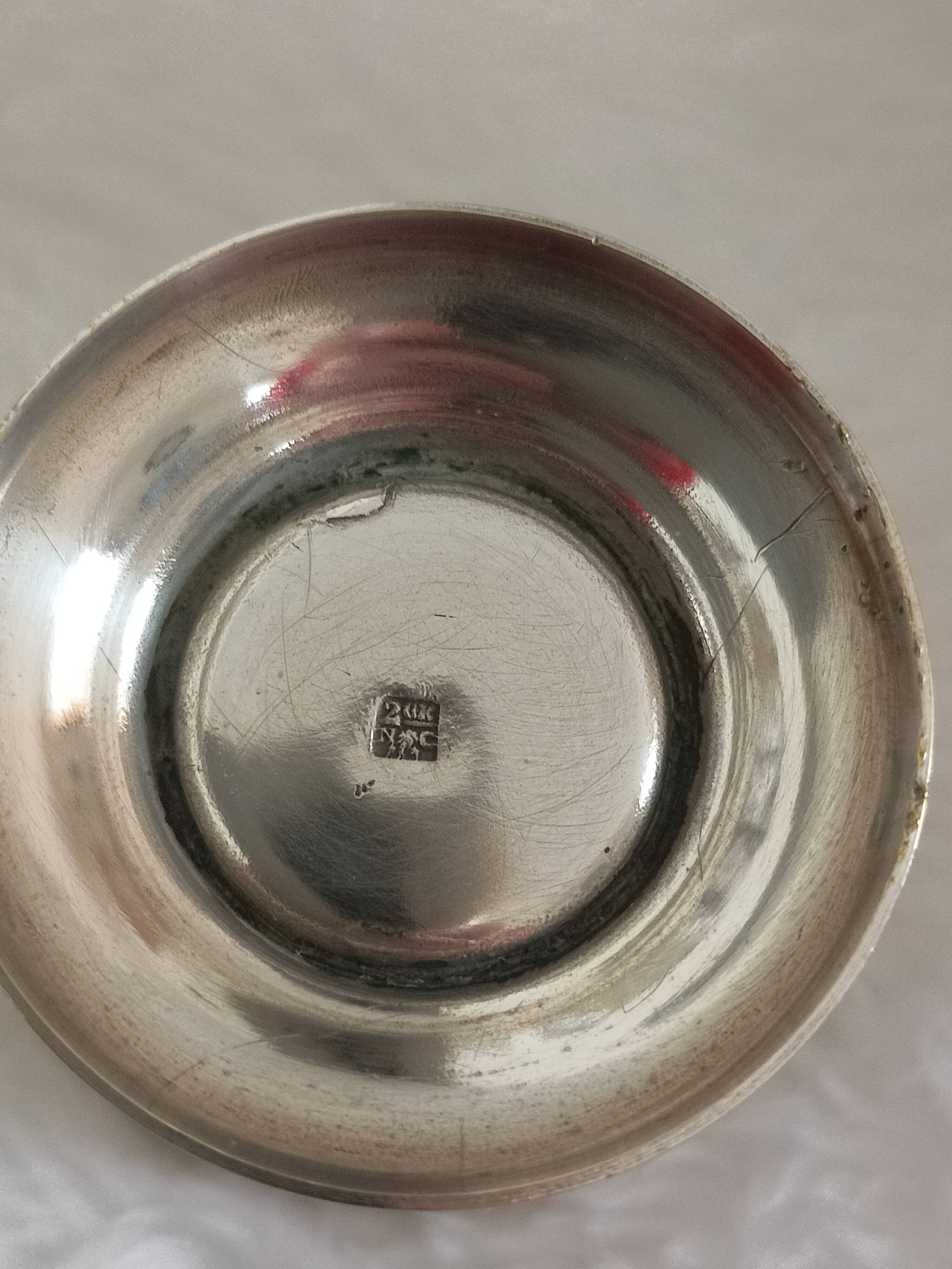 Vintage silver-plated metal cup, egg cup and napkin ring set