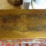 Commode XIXème en plaquage d'acajou, trois tiroirs, 81x80x43 cm