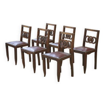 Ensemble de 6 chaises en chêne 1950’s