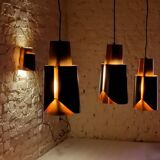 Vintage black brass 'østerport' pendant and wall lamp by Bent Karlby for Lyfa, Denmark 1960s