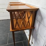 Bedside tables with compass legs in cherry wood