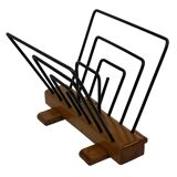 Vintage Reading Basket Steel Oak Magazine Rack 50's design