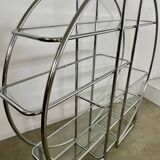 Old circular shelf tubular glazed bookcase art deco style bauhaus design 70s