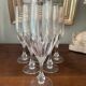 6 antique cut and engraved crystal champagne flutes