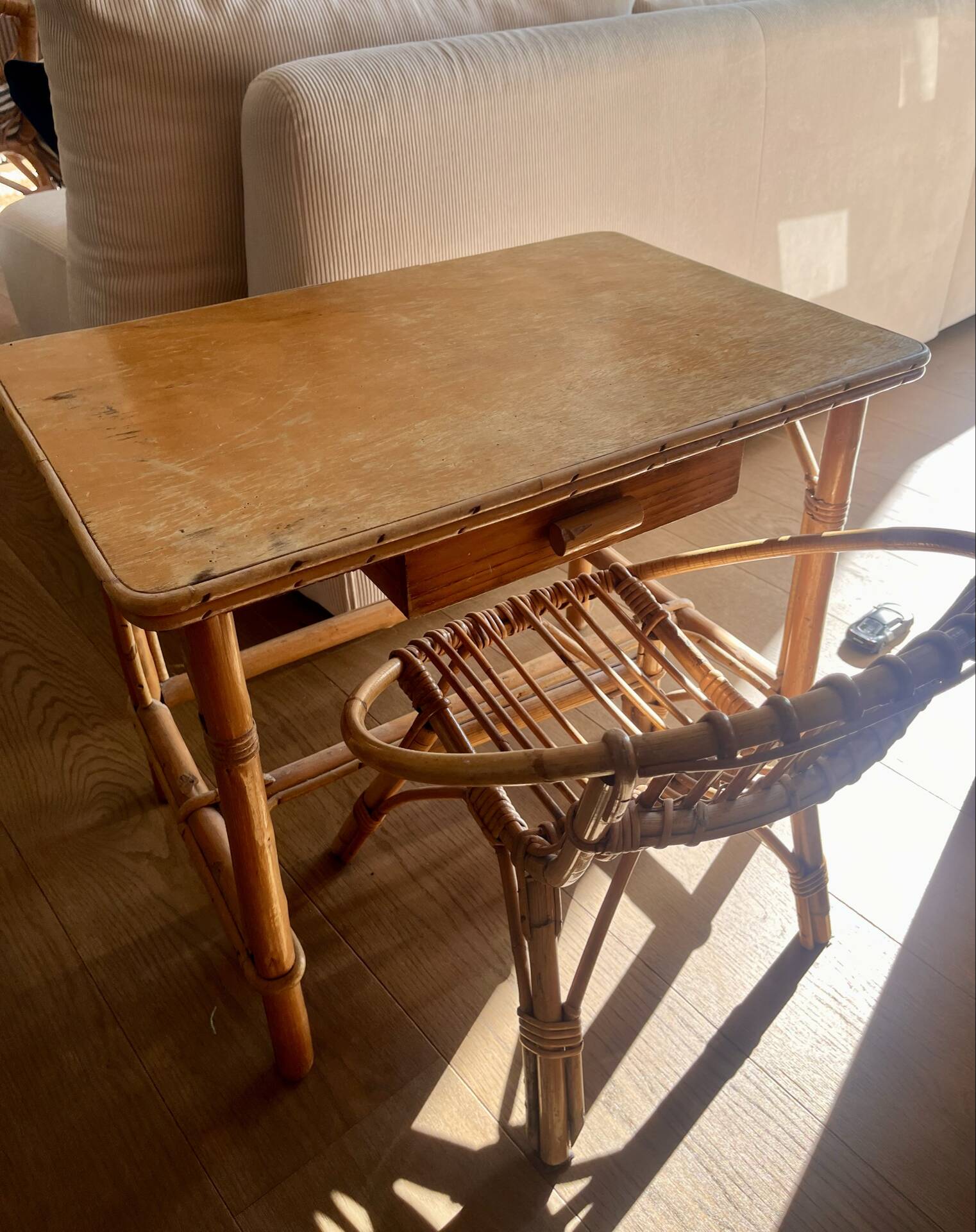 Small children's desk in rattan