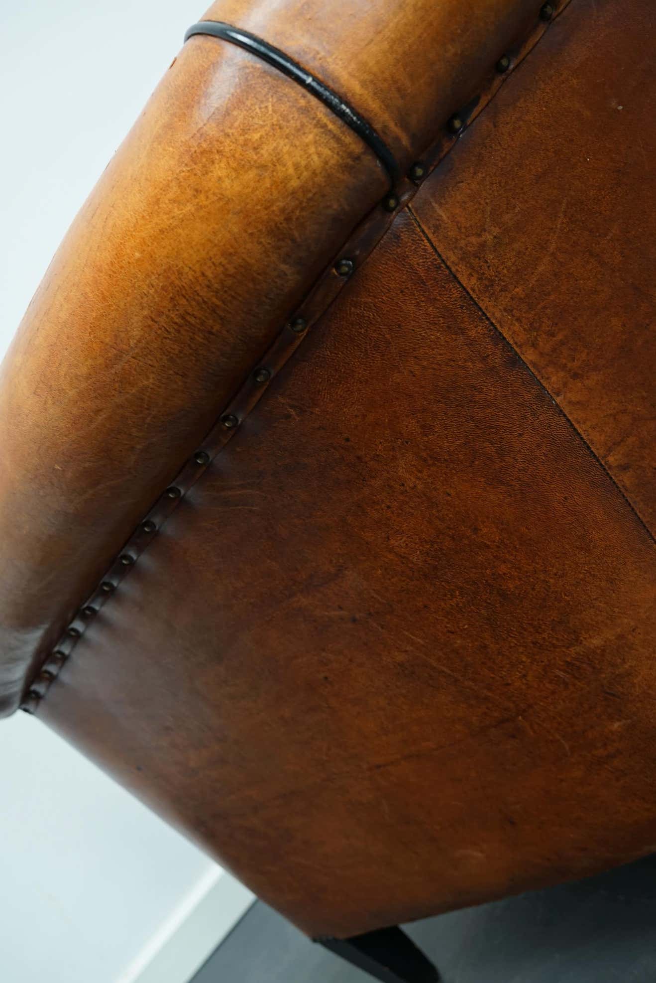 Vintage club chair in cognac-coloured leather Netherlands