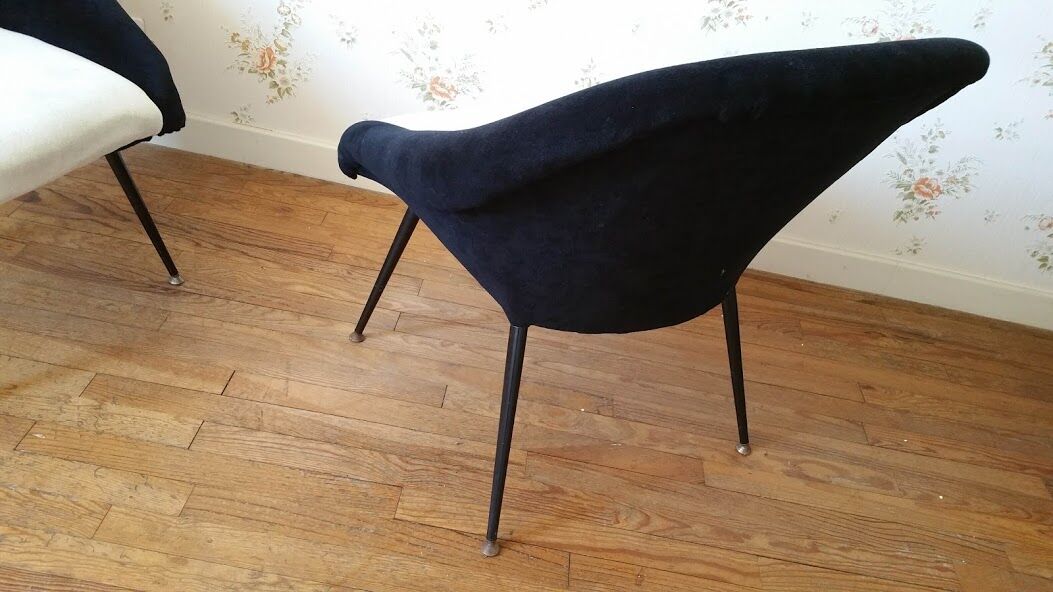 Pair of chairs basket Bi color restored 50 st. 60 feet metal