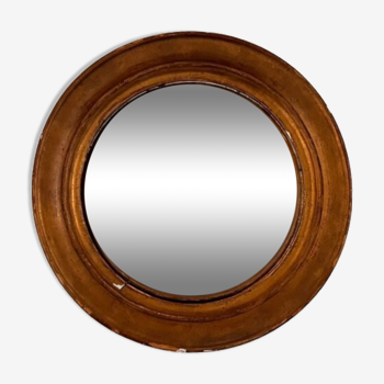 Witch's mirror with wood frame and curved ice