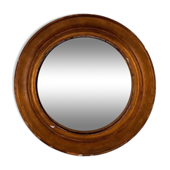 Witch's mirror with wood frame and curved ice