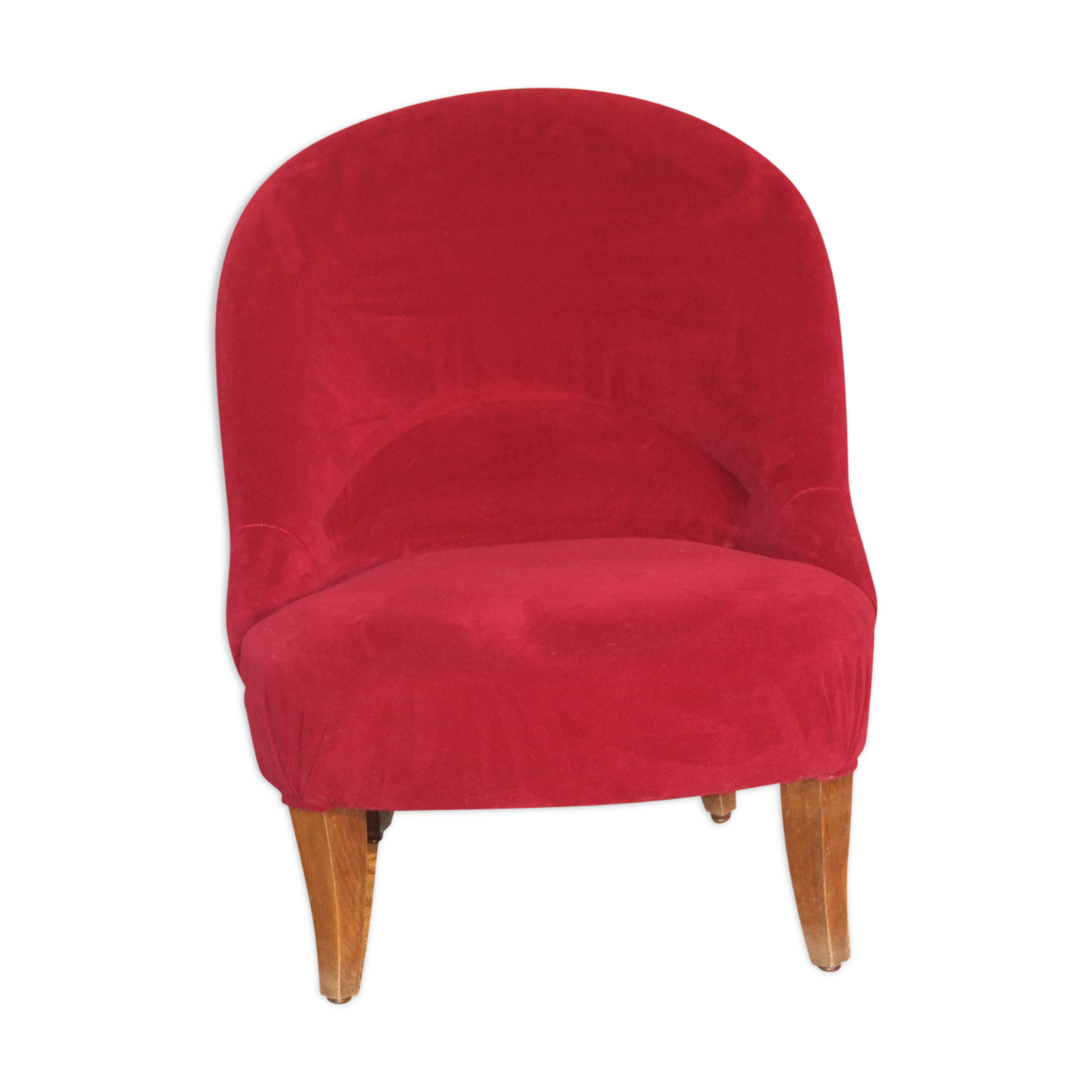 Red velvet toad armchair