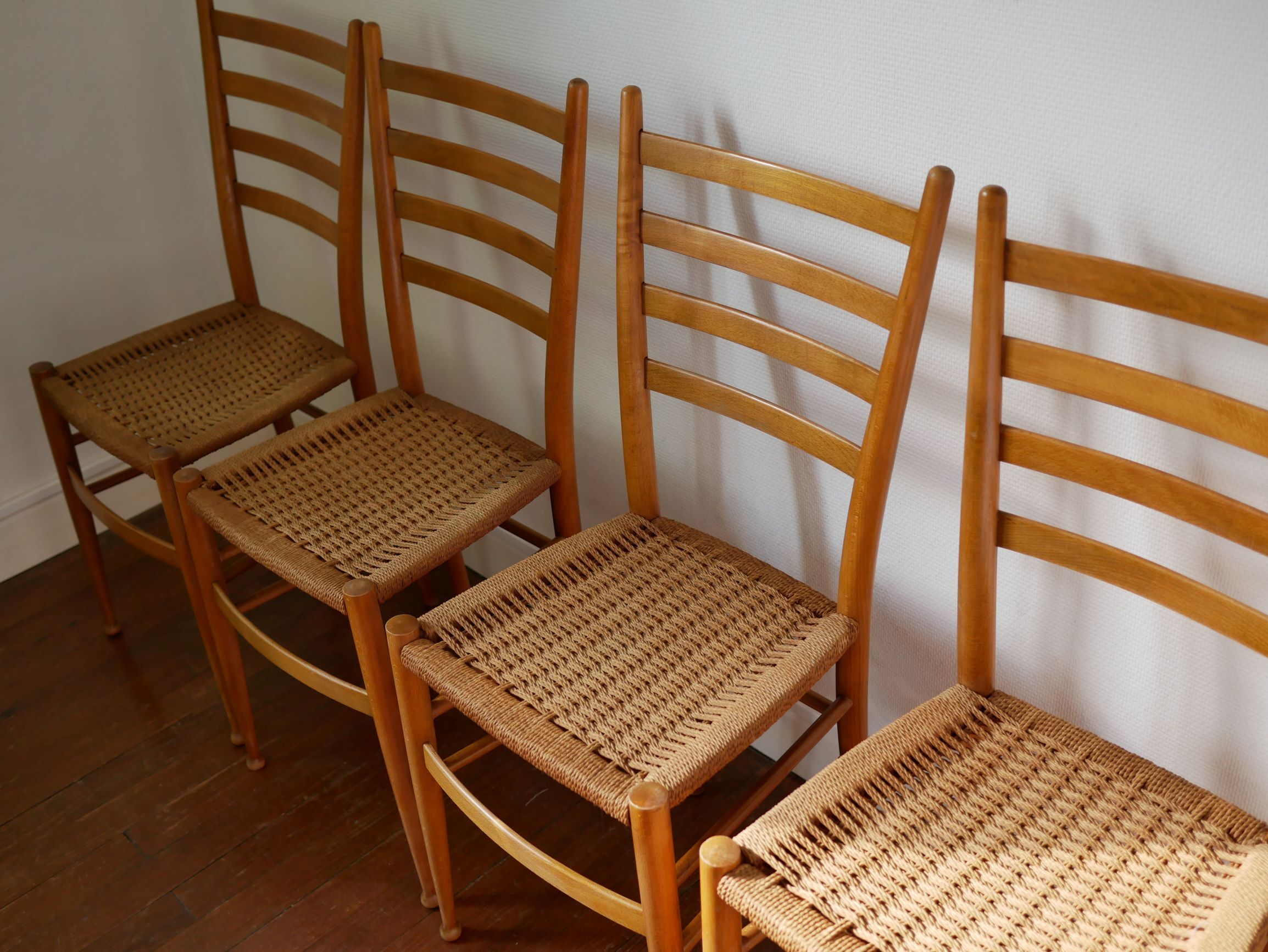 Chairs made of wood and rope