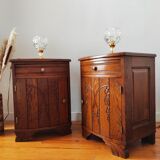 Pair of oak art deco bedside tables