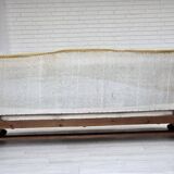 1950s, 3-seater Danish sofa, original condition, furniture velour, oak.