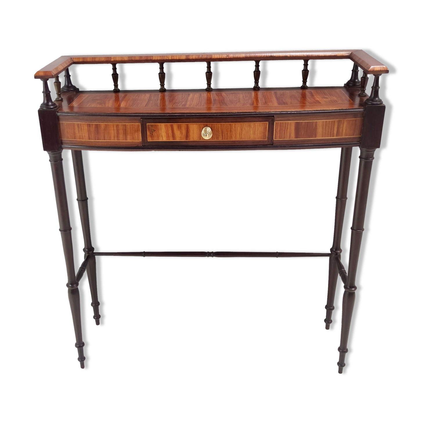 Vintage cherrywood and ebonized beech console table with a drawer, italy