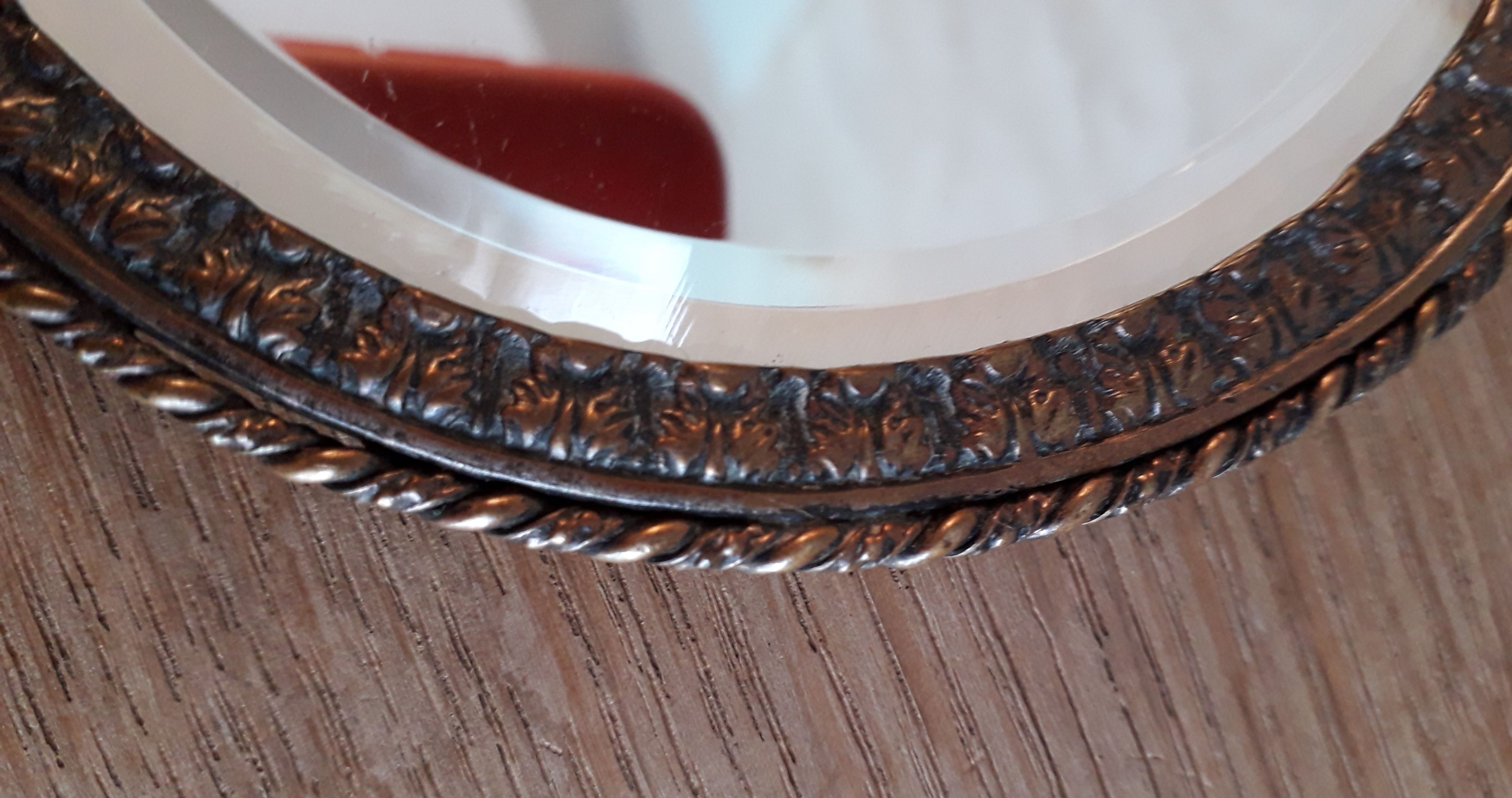 Old brass hand mirror - 25x12cm