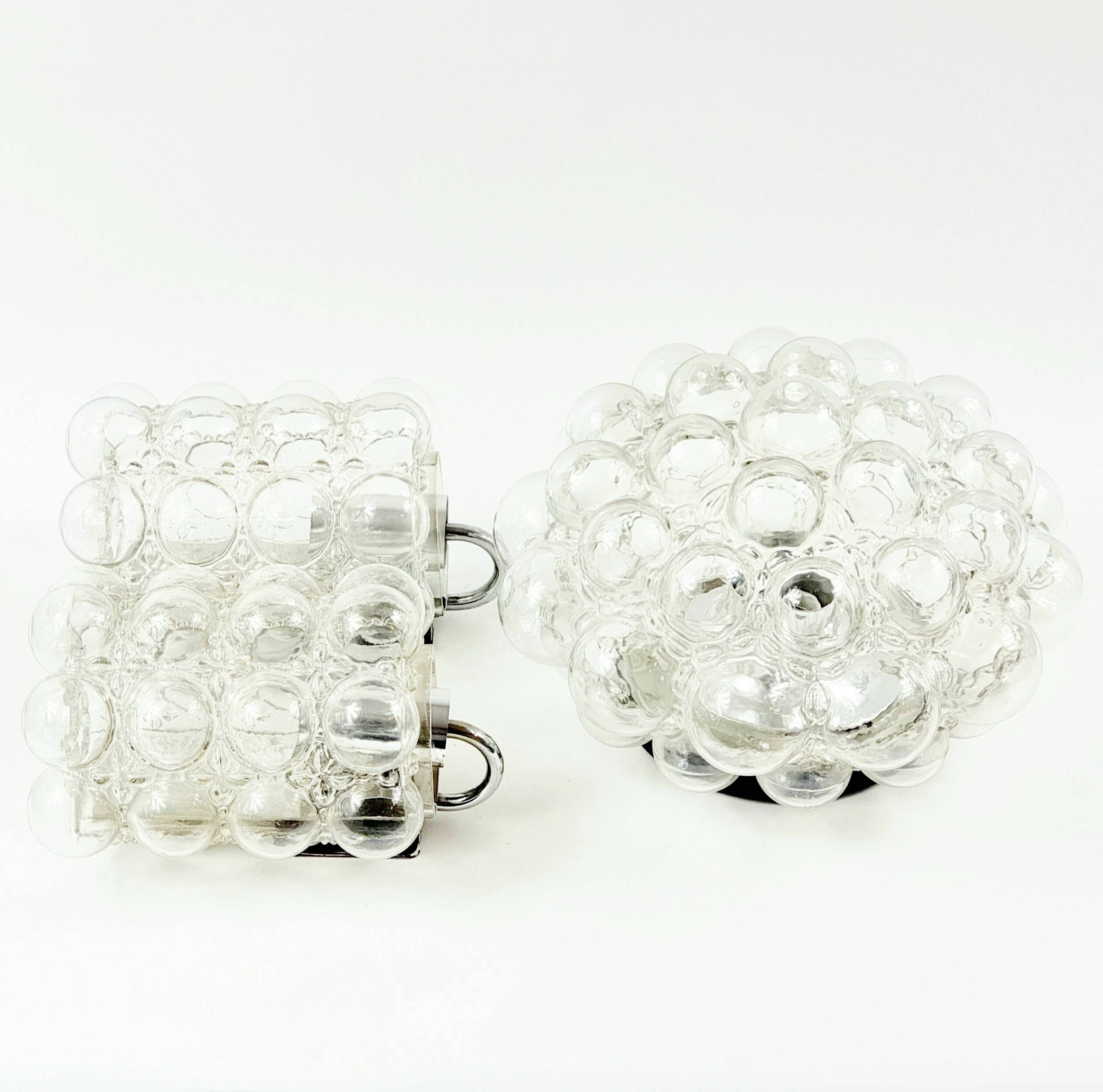 Set of 3 Mid-Century Glass Ceiling Light and Wall Lamps by Helena Tynell for Limburg, Germany, 1960s