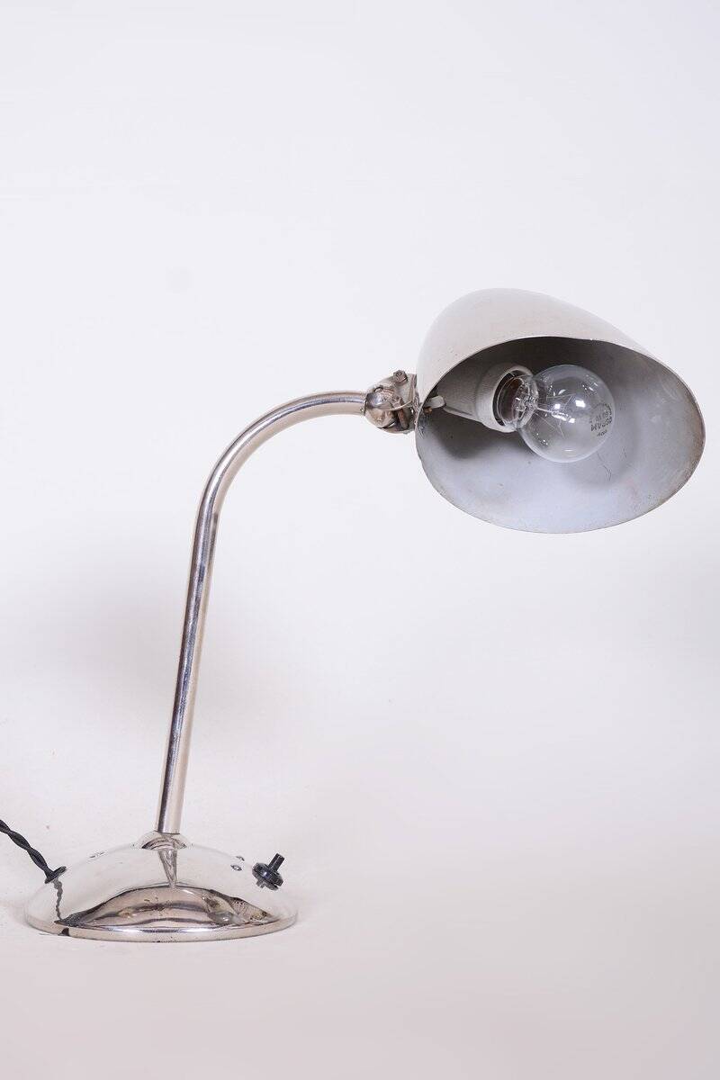 Art Deco Table Lamps in Chrome & Aluminium attributed to Franta Anyz for Napako, Czech, 1930s, Set of 2