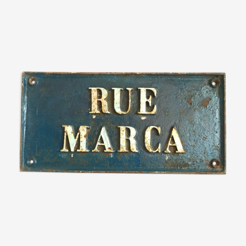 Plaque de rue vintage en fonte 1900