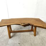 Vintage wooden brutalist coffee table, 1960s