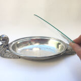 Serving dish foie gras silver metal
