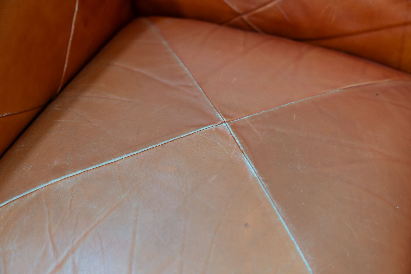 Canapés et poufs en cuir prange par Mario Marenco pour Arflex, 1970