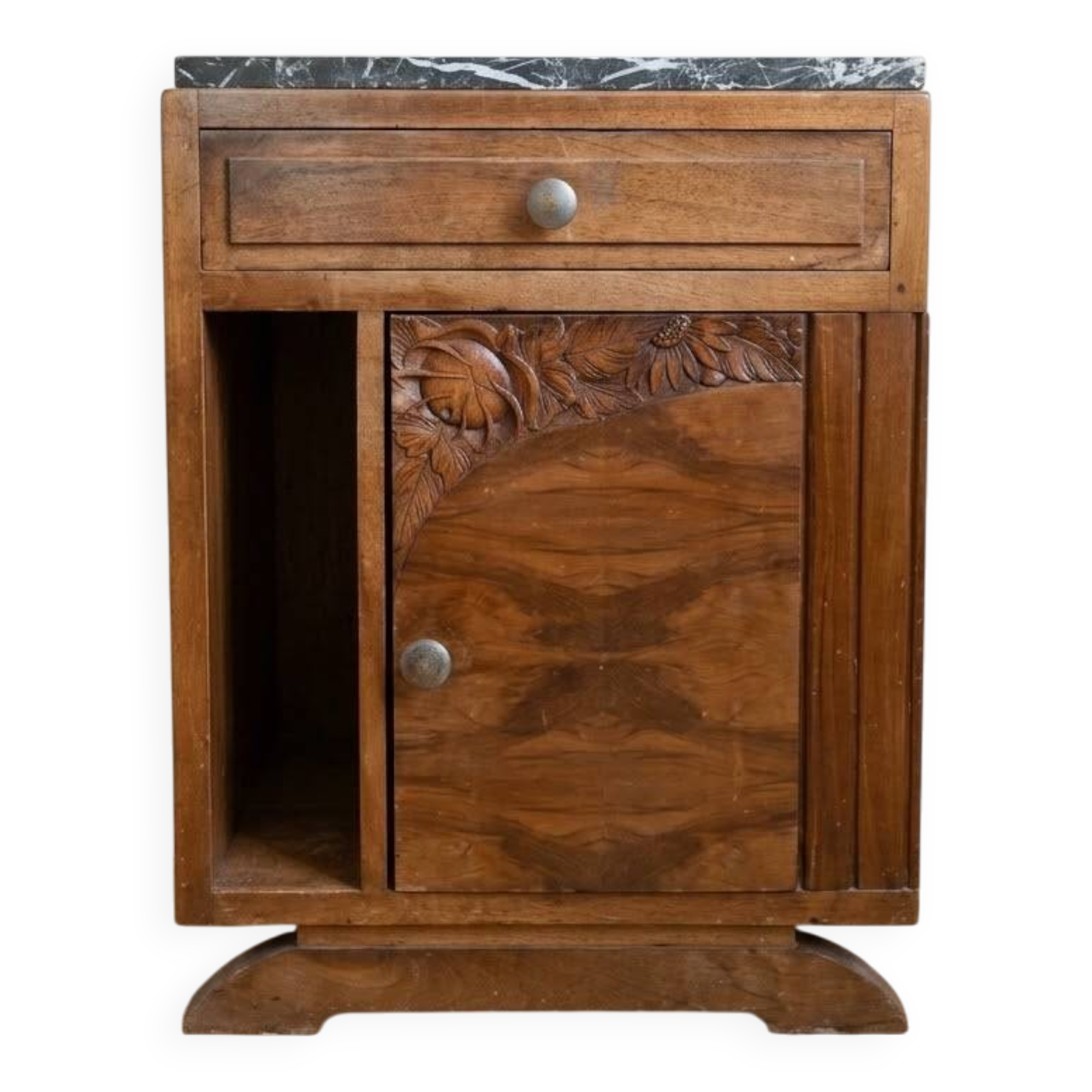 Art Deco bedside table in wood and marble