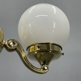 Art Deco Brass and Opaline Glass Chandelier, 1930s