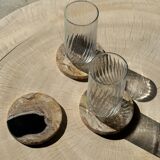 Set of 3 fossilized wood coasters (clear)