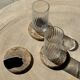 Set of 3 fossilized wood coasters (clear)