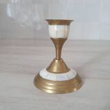 Brass and mother-of-pearl candle holder