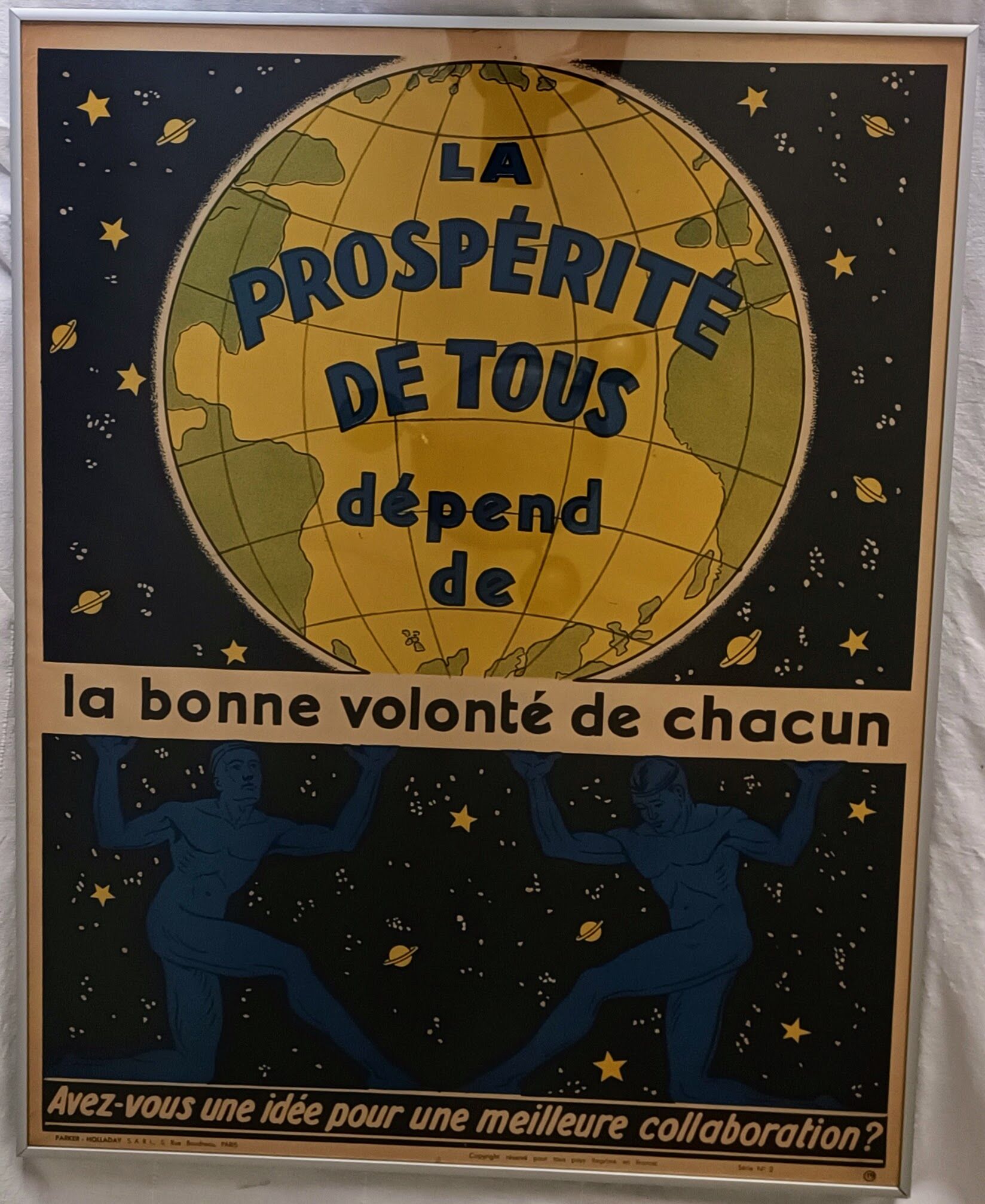 Affiche 1920 « la prospérité de tous dépend de la bonne volonté de chacun » -