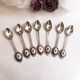 Set of 7 small dessert spoon or coffee with porcelain cabochon