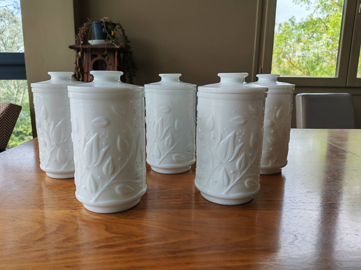 Lot de 5 pots d'apothicaire vintages
