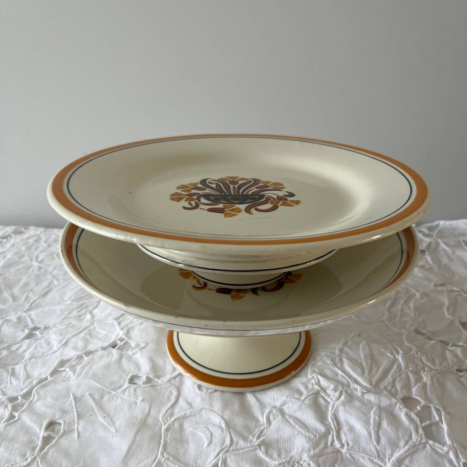 2 Creil and Montereau compote dishes