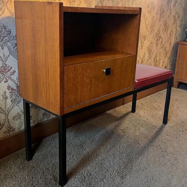 Banc en bois vintage / banc de téléphone / console