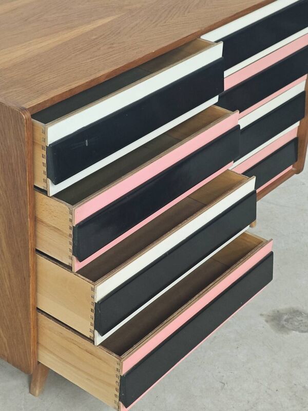 Commode U 453 Rose  8 tiroirs Jiri Jiroutek pour Intérier Praha 1962