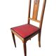 Set of 4 Art Deco Chairs in wood and red imitation leather